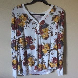 Waffle knit long sleeve top